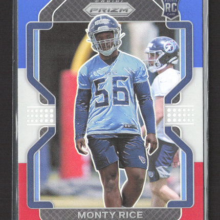 2021 Panini Prizm Monty Rice #420 Red White Blue RC