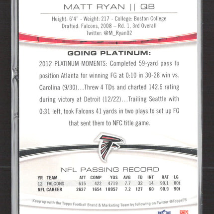 2013 Topps Platinum Matt Ryan #98