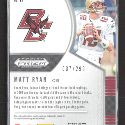 2020 Panini Prizm Draft Picks Matt Ryan #71 Silver 037/299