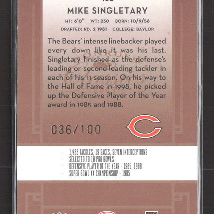 2005 Donruss Classics Timeless Tributes Mike Singletary #105 036/100