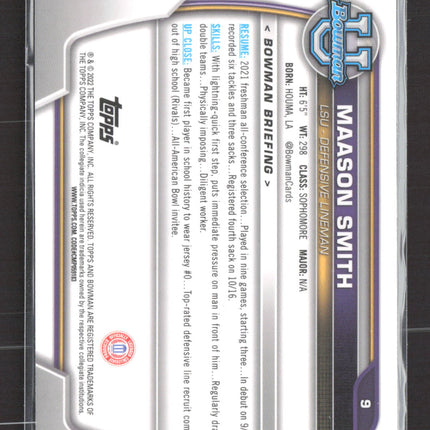 2022 Bowman University Maason Smith #9 10/16. 1st Bowman