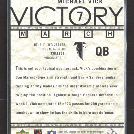 2002 Upper Deck SP Legendary Cuts Victory March Michael Vick #92 1583/2500