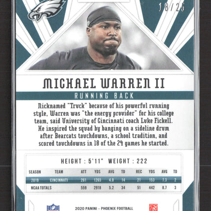 2020 Panini Phoenix Football Michael Warren II #199 Teal RC 18/25