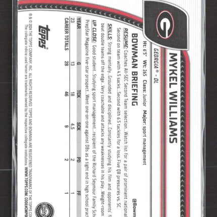 2024 Bowman Chrome University Mykel Williams #134 Sapphire