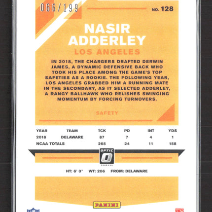 2019 Panini Donruss Optic Prizm Nasir Adderley #128 Orange 066/199 RC