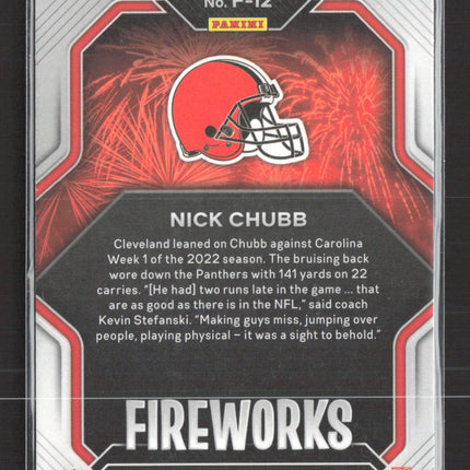 2023 Panini Prizm Fireworks Nick Chubb #F-12 Silver
