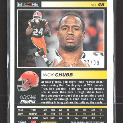 2025 Panini Pinnacle Encore Nick Chubb #48 Orange 77/99