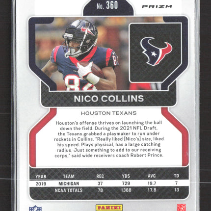 2021 Panini Prizm Nico Collins #360 Orange Disco RC