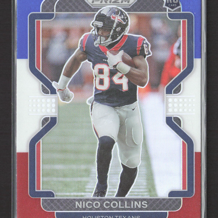 2021 Panini Prizm Football Nico Collins #360 Red White Blue RC