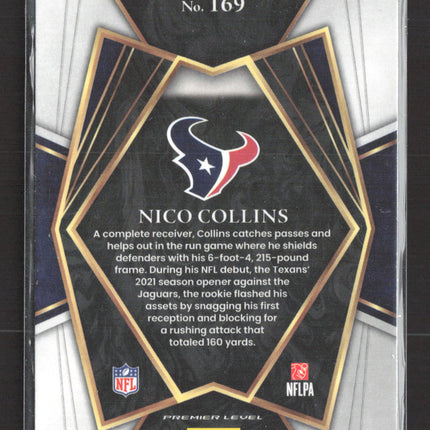 2022 Panini Select Football Nico Collins #169 Silver Prizm RC