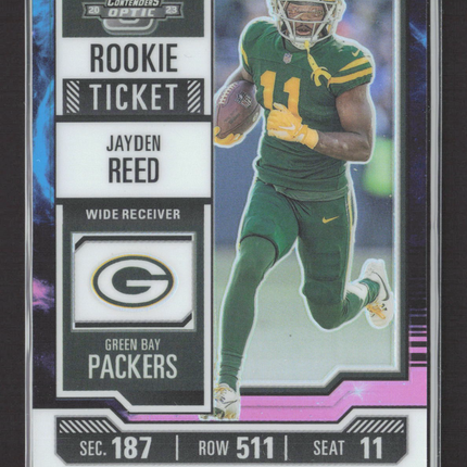 2024 Panini Contenders Optic Prizm Jayden Reed #76 Nebula RC 02/02