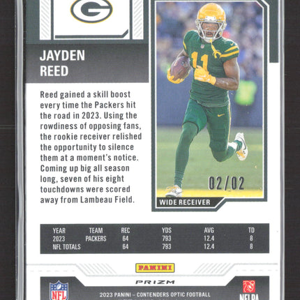 2024 Panini Contenders Optic Prizm Jayden Reed #76 Nebula RC 02/02