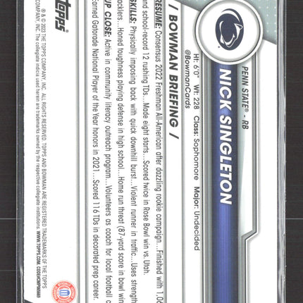 2023 Bowman Chrome University Nick Singleton #114 X-Fractor