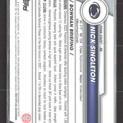 2023 Bowman Chrome University Nick Singleton #114 X-Fractor