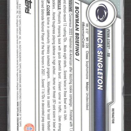 2023 Bowman Chrome University Nick Singleton #114 Refractor