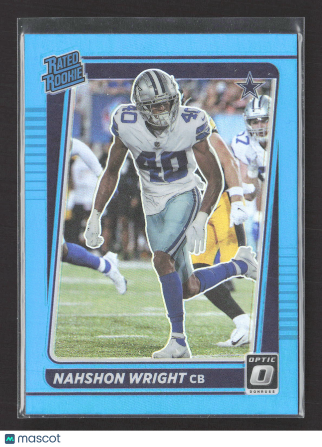 2021 Panini Donruss Optic Prizm Nahshon Wright #285 Blue 120/299