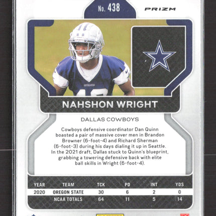 2021 Panini Prizm Nahshon Wright #438 RC