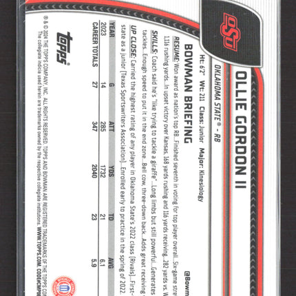 2024 Topps Bowman Chrome University Ollie Gordon II #197 X-Fractor 1st Bowman