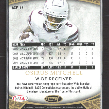 2021 SAGE Aspire Football Osirus Mitchell #ASP-77 Auto