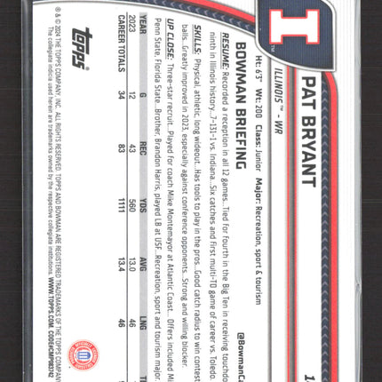 2024 Bowman Chrome University Pat Bryant #142 Purple Shimmer Refractor /375