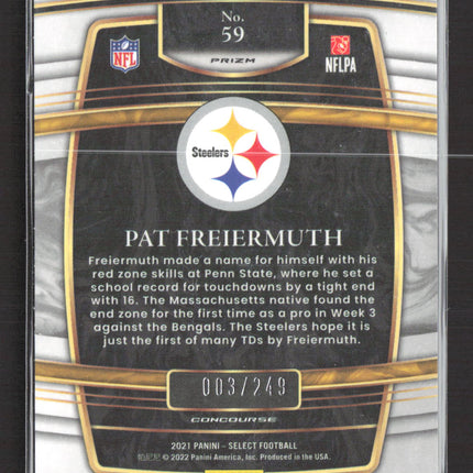 2022 Panini Select Football Pat Freiermuth #59 Concourse 003/249 RC