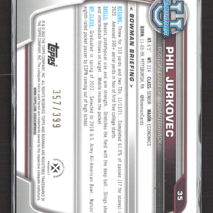 2022 Bowman University Phil Jurkovec #35 Purple