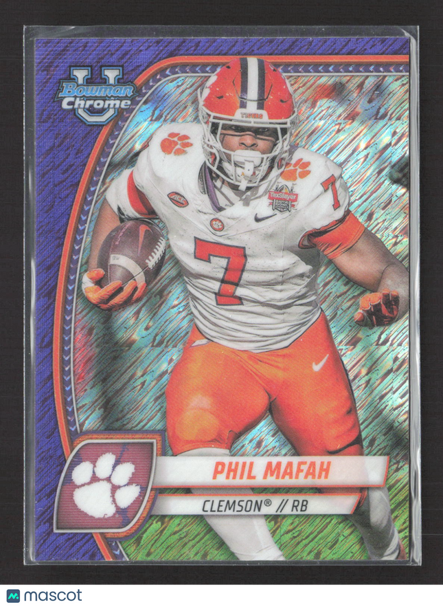 2024 Bowman Chrome University Phil Mafah #144 Purple RayWave