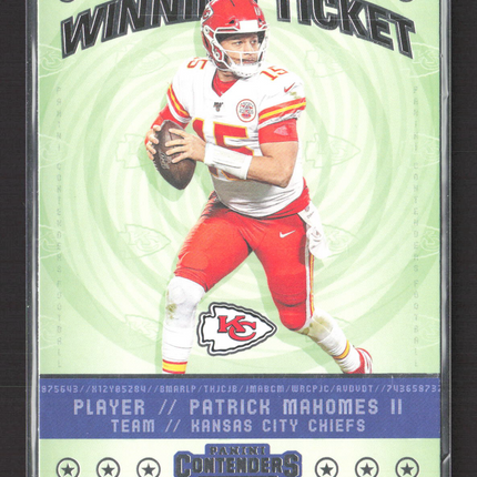 2020 Panini Contenders Winning Ticket Patrick Mahomes II #WT1 Green
