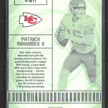2020 Panini Contenders Winning Ticket Patrick Mahomes II #WT1 Green
