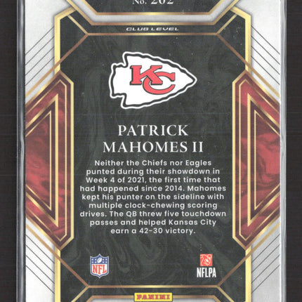 2022 Panini Select Football Patrick Mahomes II #202 Club Level