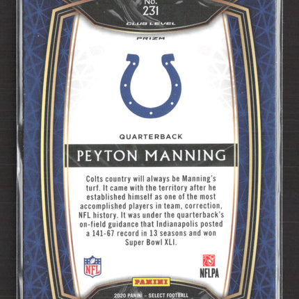 2021 Panini Select Prizm Peyton Manning #231 Club Level