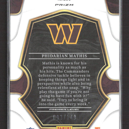 2023 Panini Select Prizm Premier Level Phidarian Mathis #200 Blue RC 093/149
