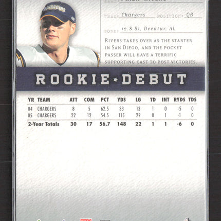 2006 Upper Deck Rookie Debut Philip Rivers #80