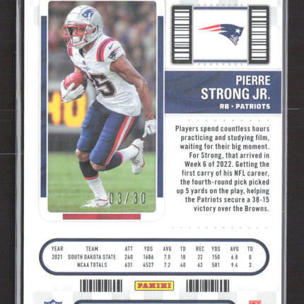 2023 Panini Contenders Optic Prizm Pierre Strong Jr. #88 Green Pulsar 03/30