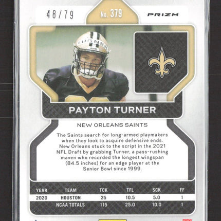2021 Panini Prizm Payton Turner #379 Blue Disco 48/79