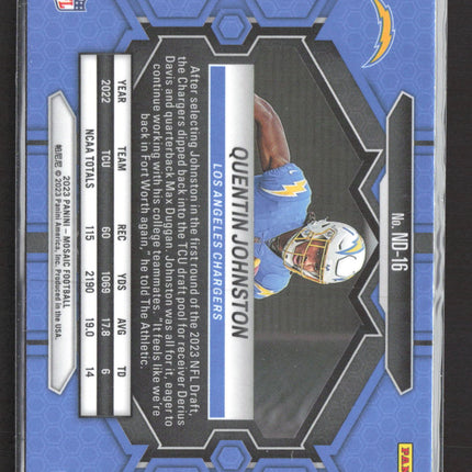 2023 Panini Mosaic NFL Debut Quentin Johnston #ND-16 RC