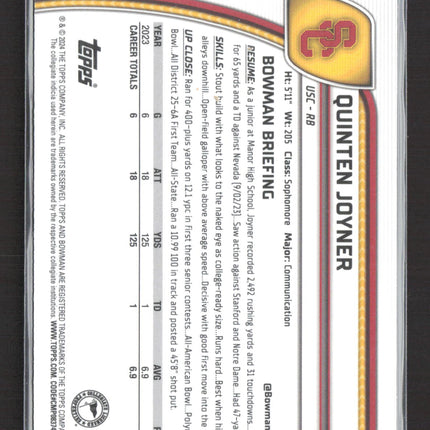 2024 Topps Bowman Chrome Quinten Joyner #146 Blue 087/199