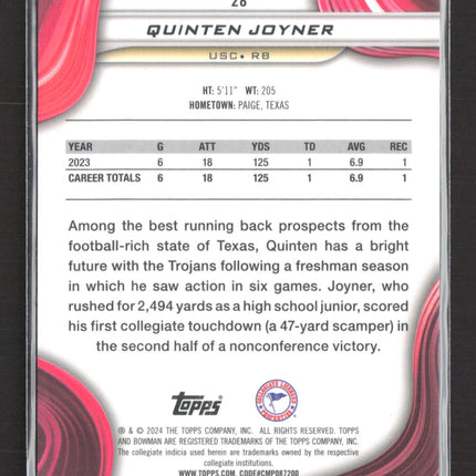 2024 Bowman University Best Quinten Joyner #28 Green /35
