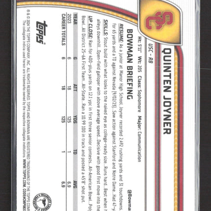 2024 Bowman Chrome University Quinten Joyner #146 Sapphire Refractor 1st Bowman
