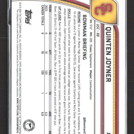 2024 Bowman Chrome University Quinten Joyner #146 Purple 103/375 1st Bowman