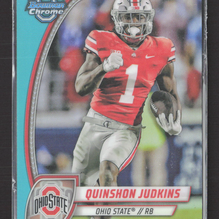 2024 Topps Bowman Chrome Quinshon Judkins #145 Aqua Refractor