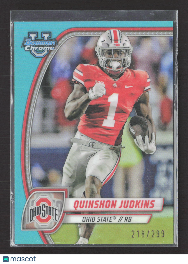2024 Topps Bowman Chrome Quinshon Judkins #145 Aqua Refractor