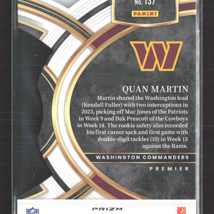 2024 Panini Select Football Premier Level Quan Martin #137 RC