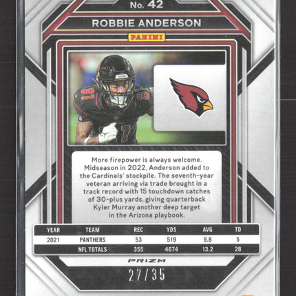2023 Panini Prizm Robby Anderson #42 Purple Disco 27/35