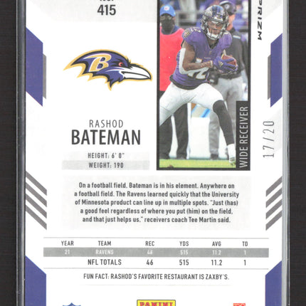 2022 Panini Chronicles Score Prizm Rashod Bateman #415 Red Zone 17/20 RC
