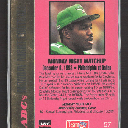 1993 Action Packed ABC's Monday Night Football Randall Cunningham #57