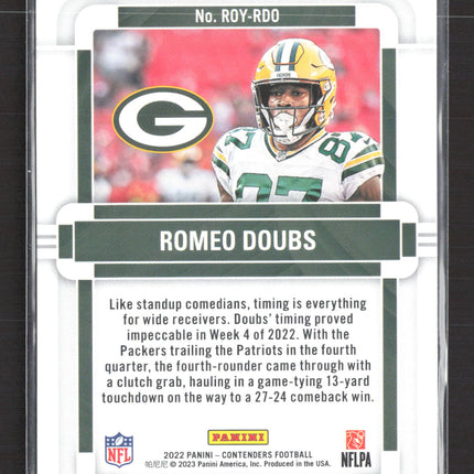 2023 Panini Contenders Football Romeo Doubs #ROY-RDO RC