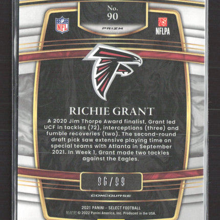 2022 Panini Select Prizm Concourse Richie Grant #90 Red RC 96/99