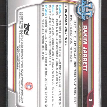 2022 Bowman University Rakim Jarrett #2