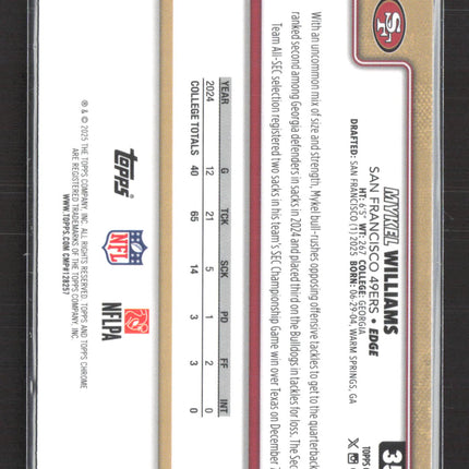 2025 Topps Chrome Mykel Williams #352 Raywave Refractor RC
